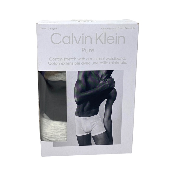 Calvin Klein Men's Underwear 3 Pack Cotton Stretch Trunk Black White NB3262900 - Picture 6 of 9